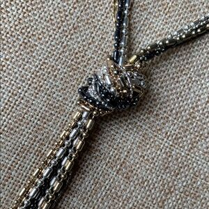 Alfani Silver and Gold Beaded chain Necklace with tassel